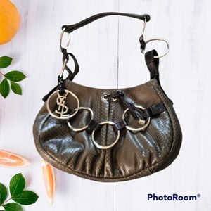 YSL Saharienne Dark Green Snakeskin Bag